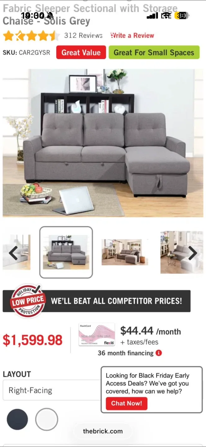 Carter Sleeper Sectional w/ Storage Chaise – Like New image indicator(2)
