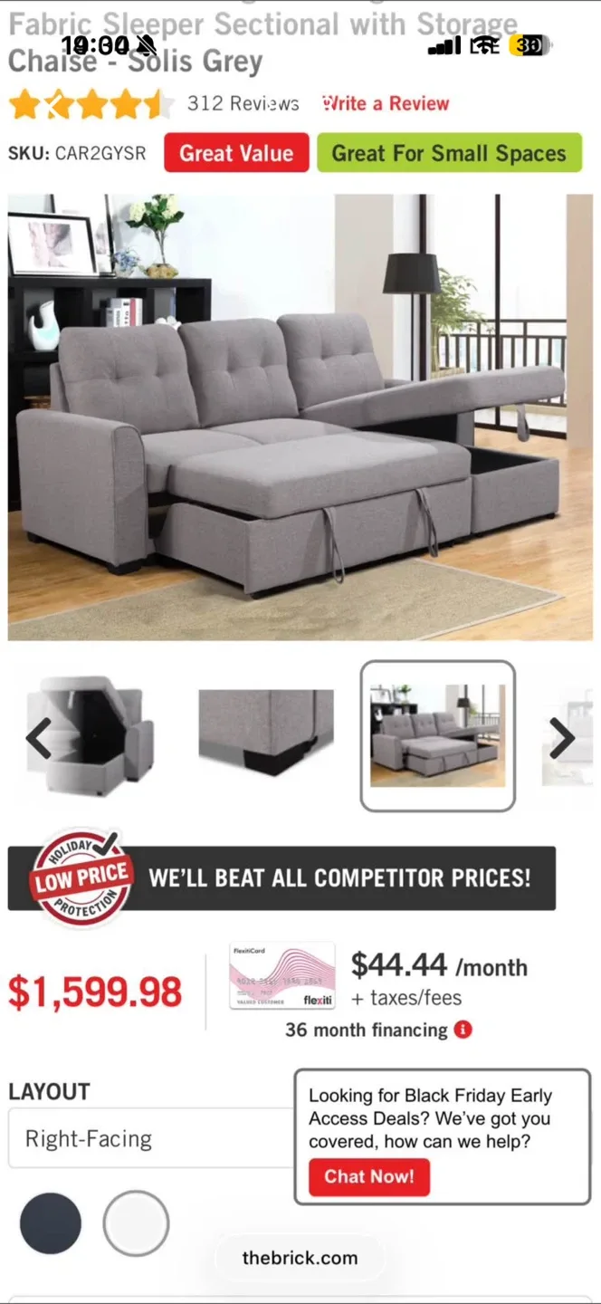 Carter Sleeper Sectional w/ Storage Chaise – Like New image indicator(4)