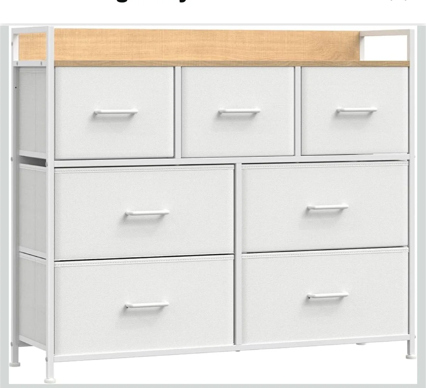 7-Fabric Drawer Dresser Storage Tower -White