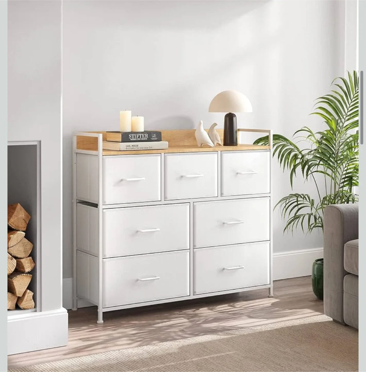 7-Fabric Drawer Dresser Storage Tower -White image indicator(9)