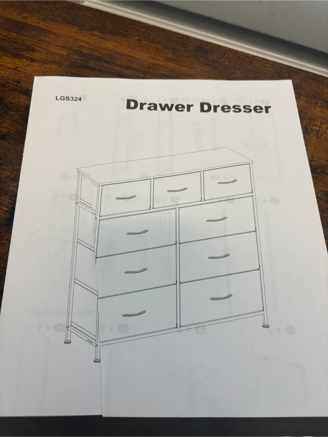 9-Fabric Drawer Dresser - Rustic Brown image indicator(9)