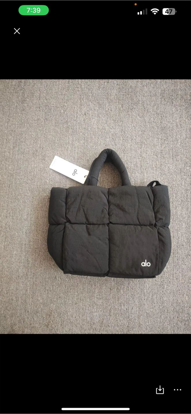 Alo Yoga Black Puffer Tote Bag