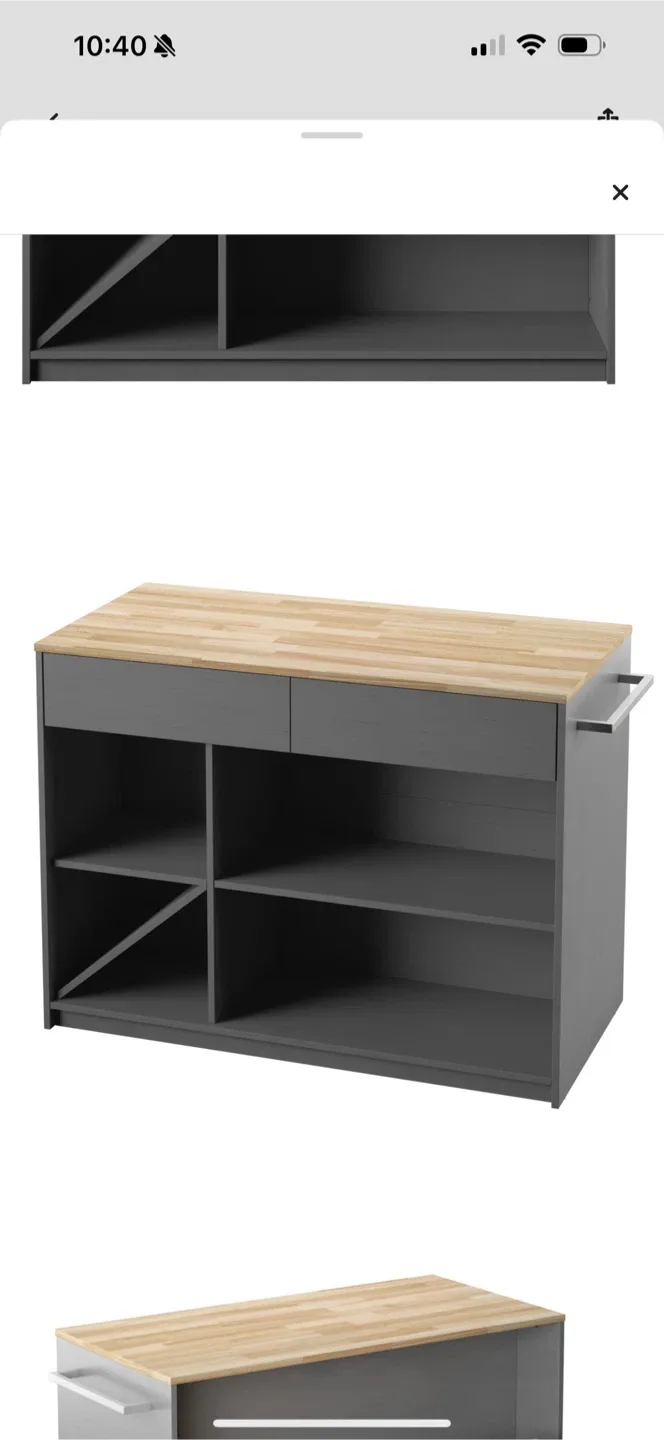 Grey Kitchen Island with Wood Top