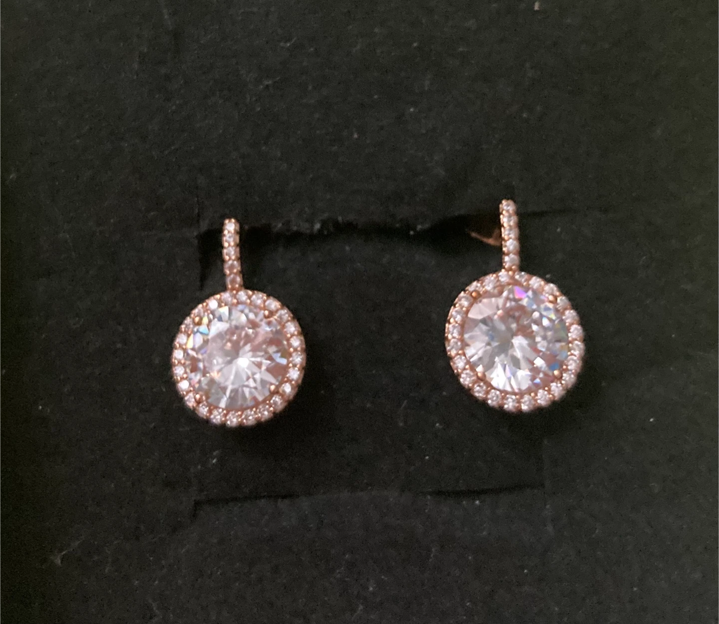 Rose Gold Round Crystal Earrings #Cleanout