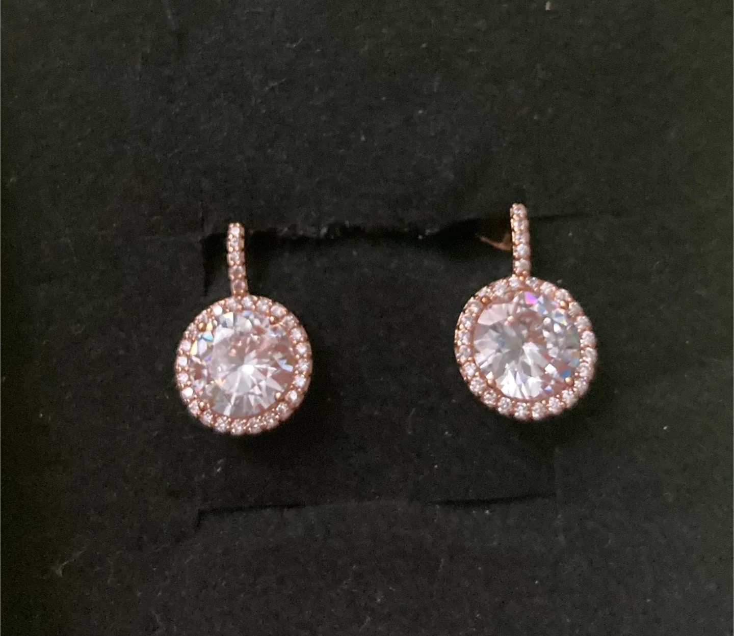 Rose Gold Round Crystal Earrings #Cleanout