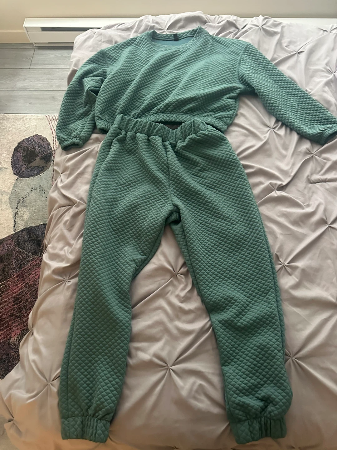 Green Quilted Loungewear Set - US 10 - NEW