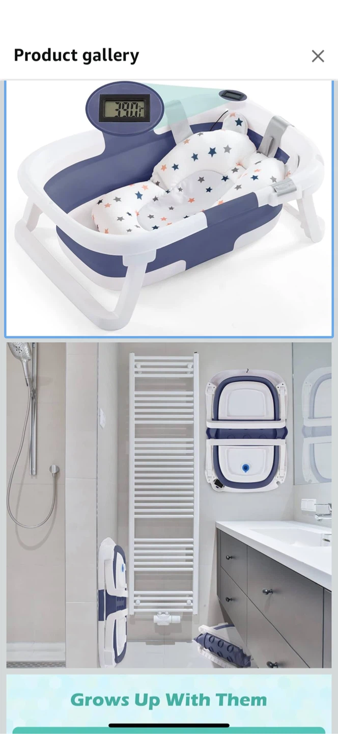 Folding Baby Bathtub with Cushion & Accessories - photo 3