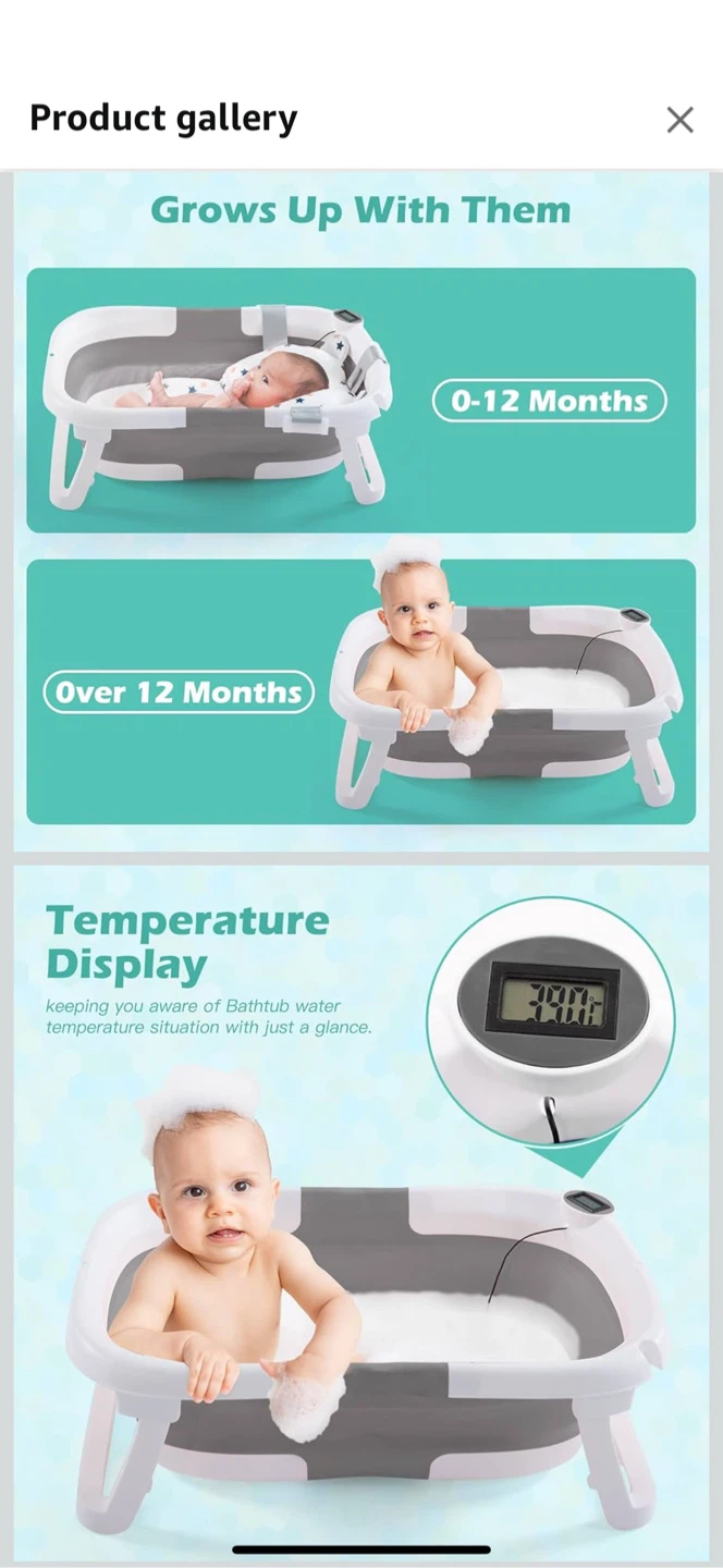 Folding Baby Bathtub with Cushion & Accessories - photo 2