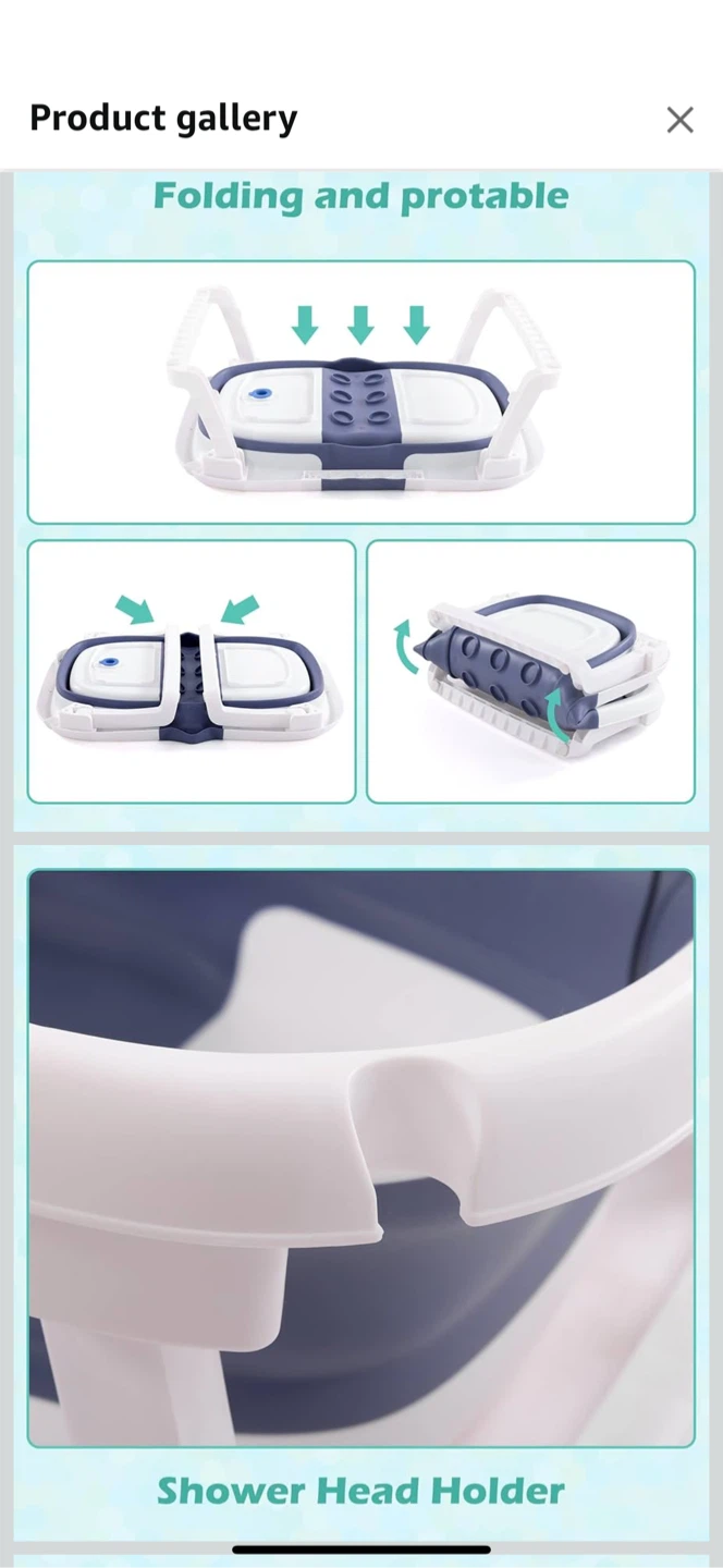 Folding Baby Bathtub with Cushion & Accessories - photo 5