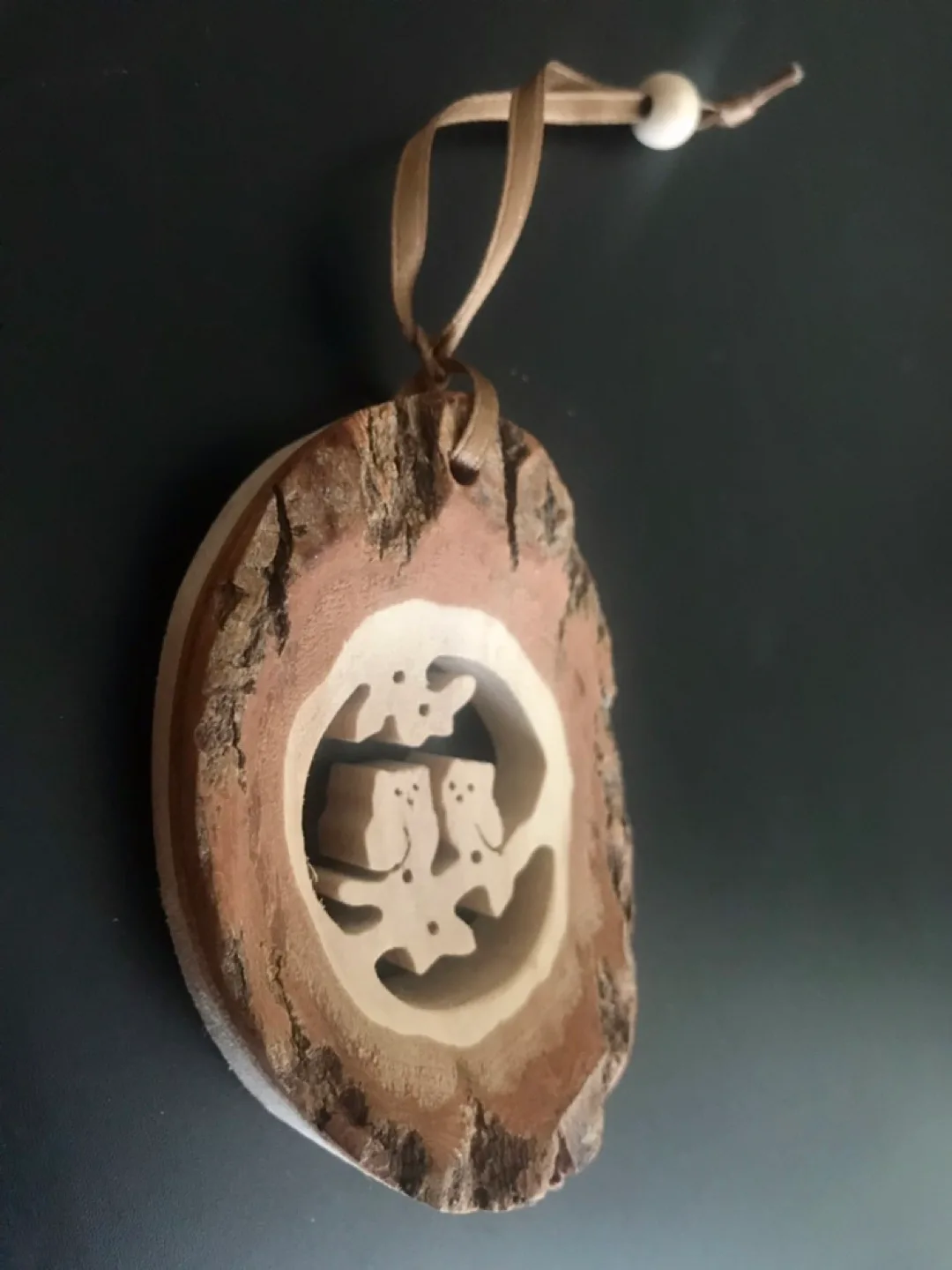 🎄Acacia Wood, Parent & Baby Owl Ornament image indicator(2)