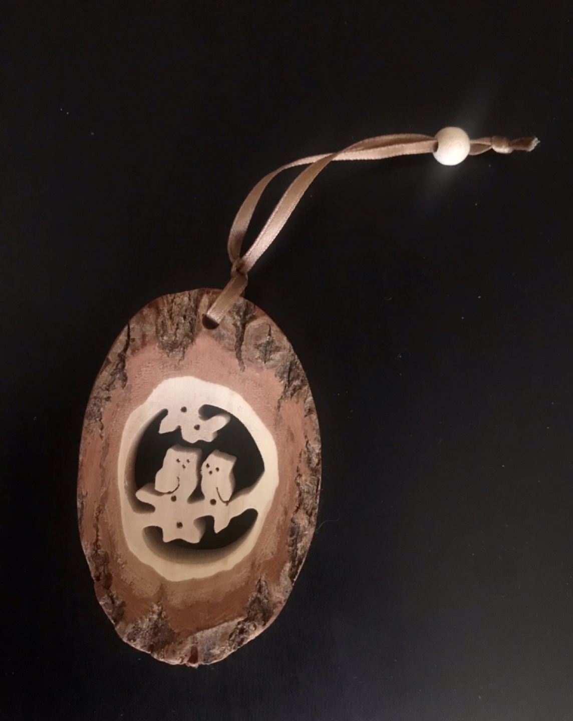🎄Carved Acacia Wood, Parent & Baby Owl Ornament