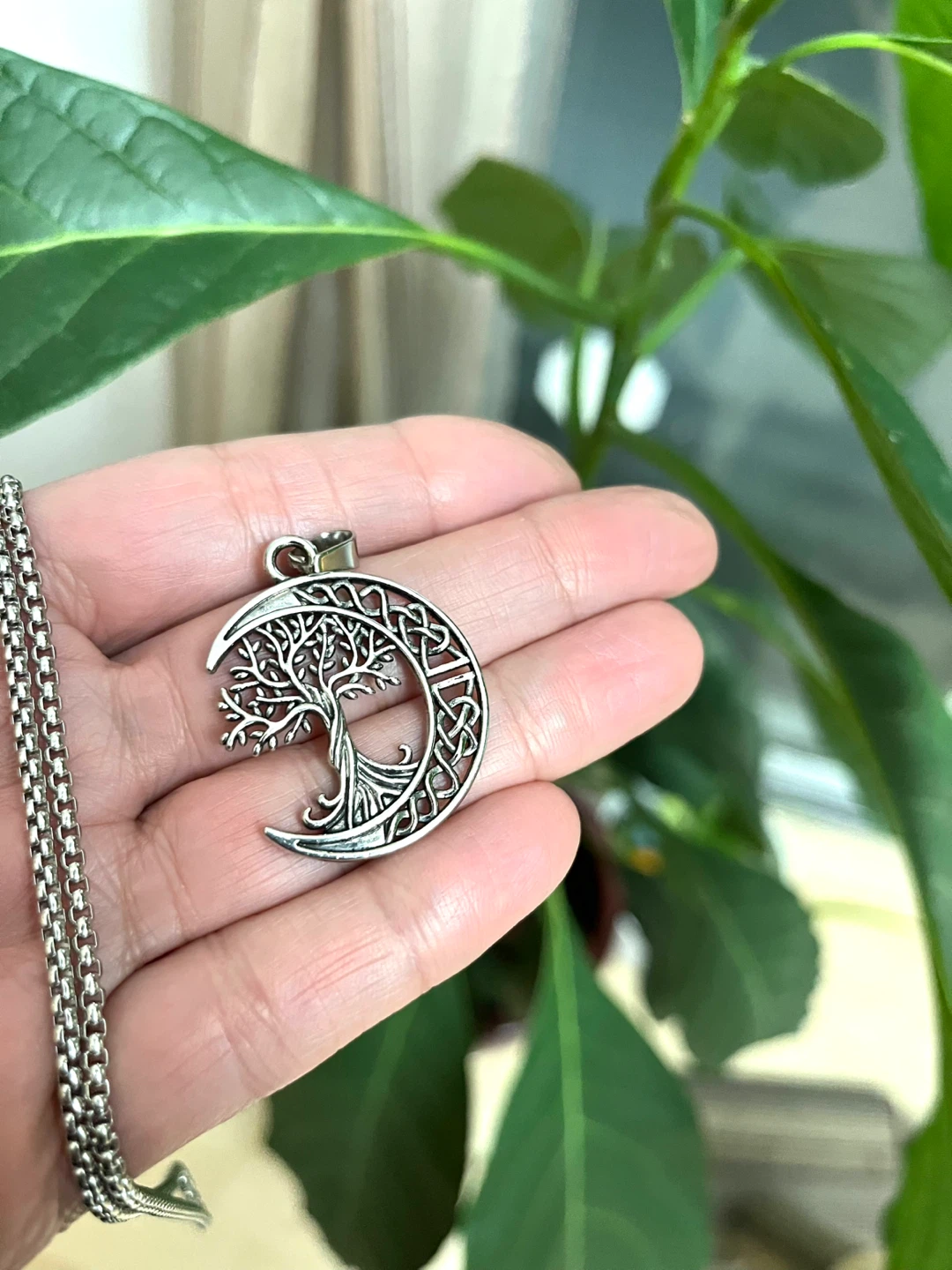 Tree of Life Crescent Moon Necklace. Stainless Steel - photo 2