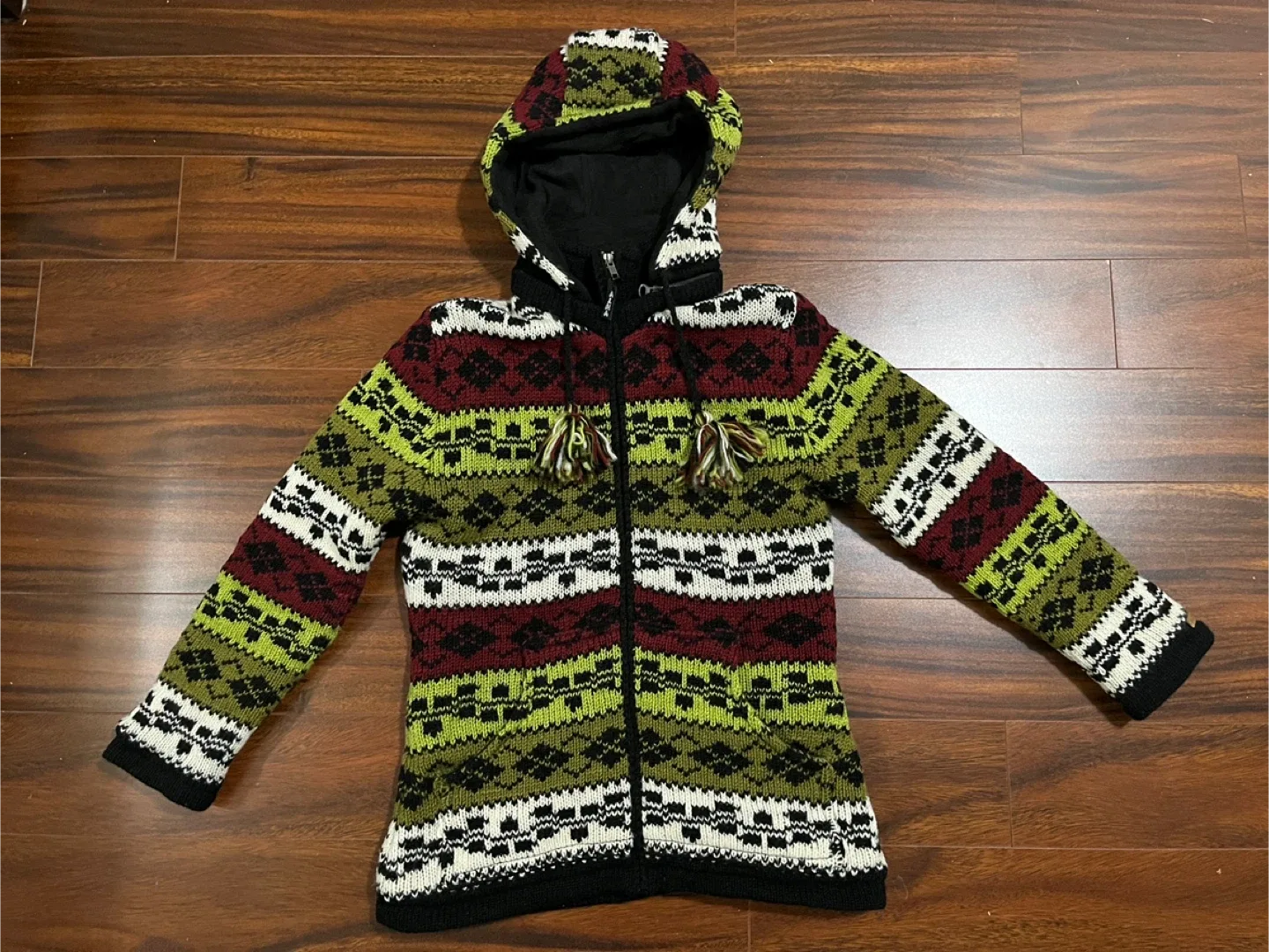 Alma women’s small wool sweater jacket, nordic, multi colour