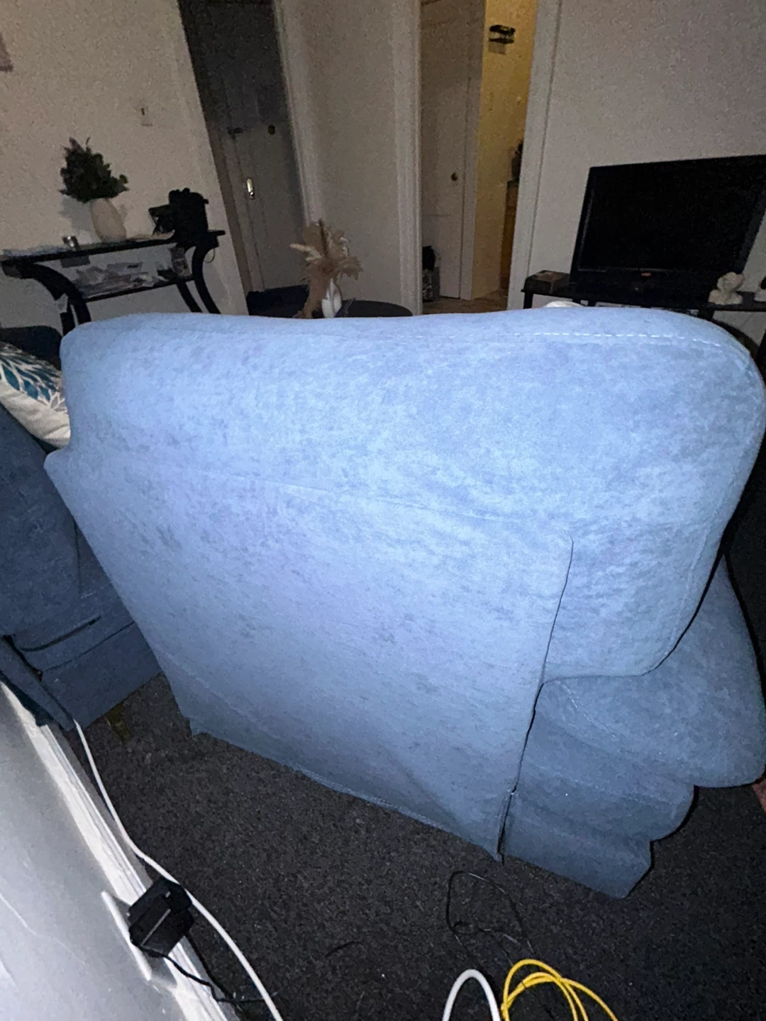 Blue Velvet Feel Sofa Couch - photo 3