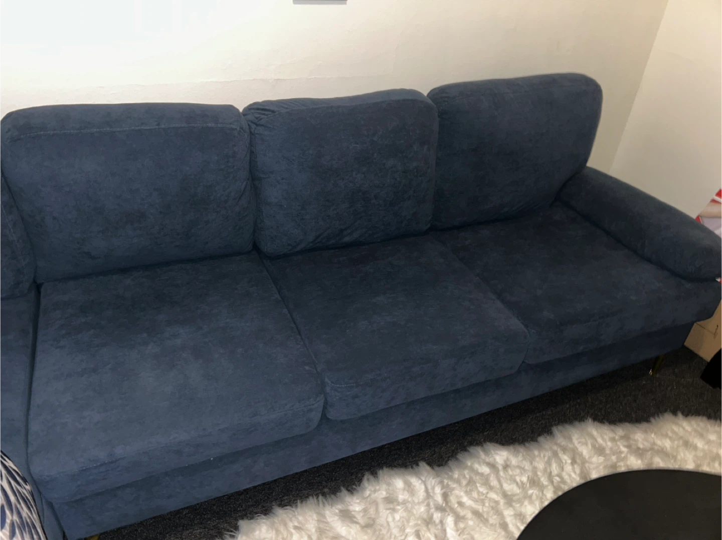 Blue Velvet Feel Sofa Couch - photo 2