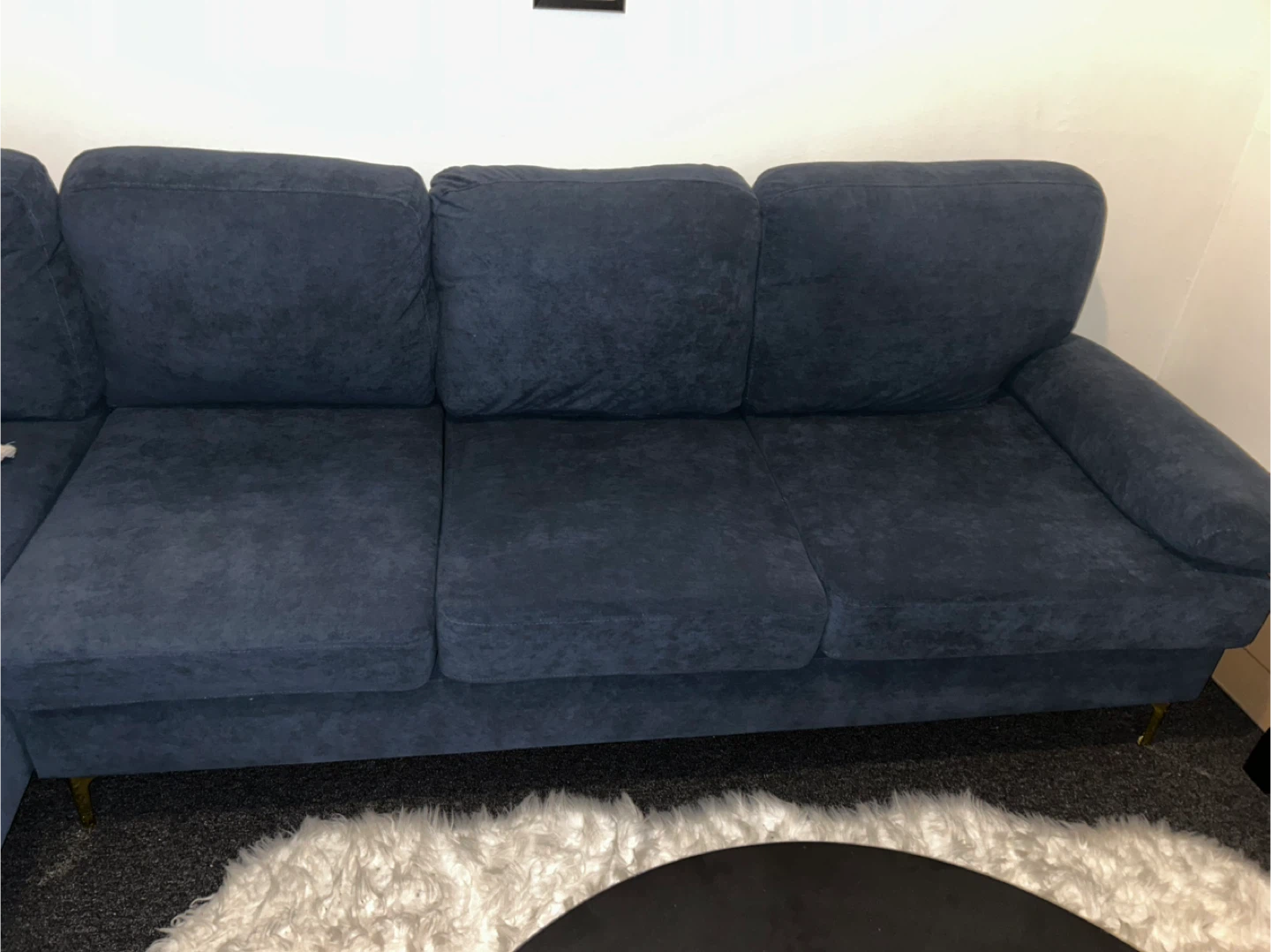Blue Velvet Feel Sofa Couch
