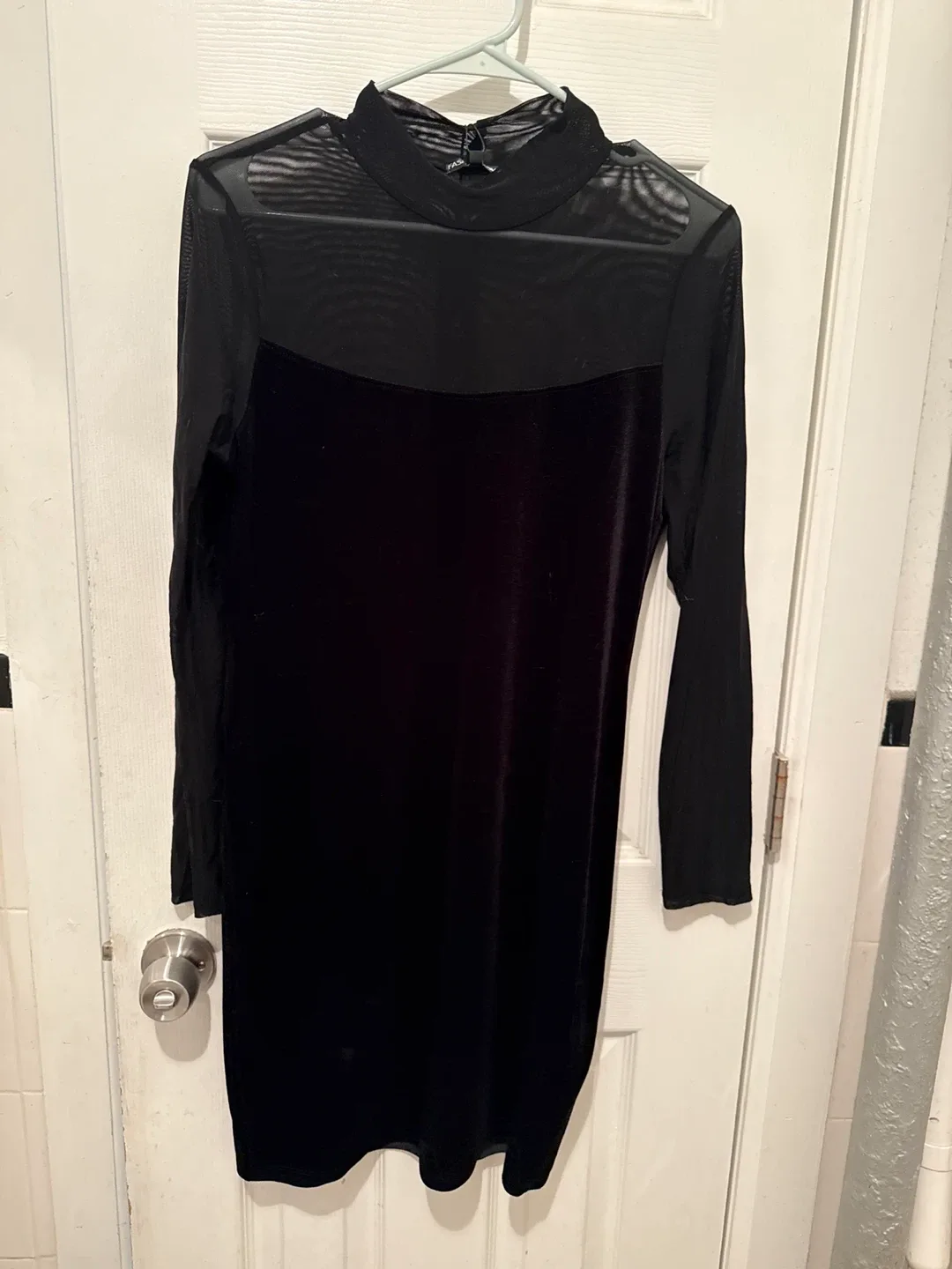 Fashion Nova Black Velvet Mini Dress - Size 1X