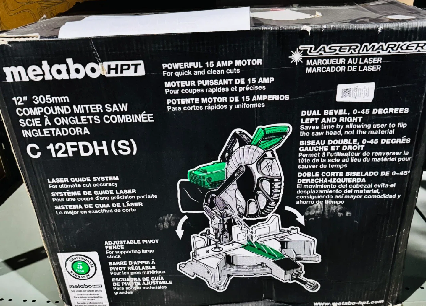 Metabo HPT 12" Compound Miter Saw C 12FDH(S) image indicator(2)