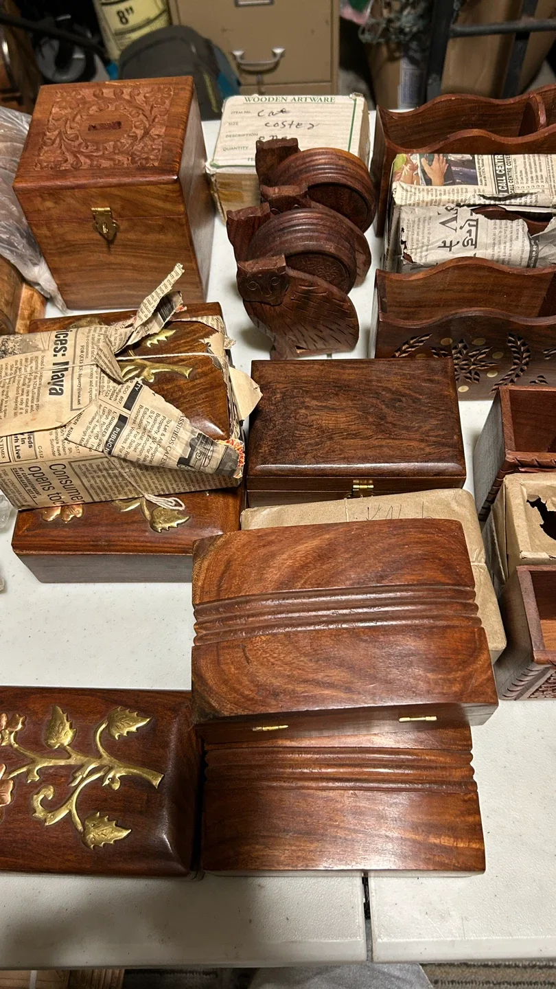 $5 each, brand new hand carved Wooden Boxes image indicator(10)
