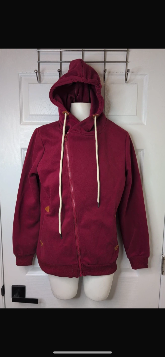 NEW! Burgundy Asymmetrical Zip Hoodie - photo 5