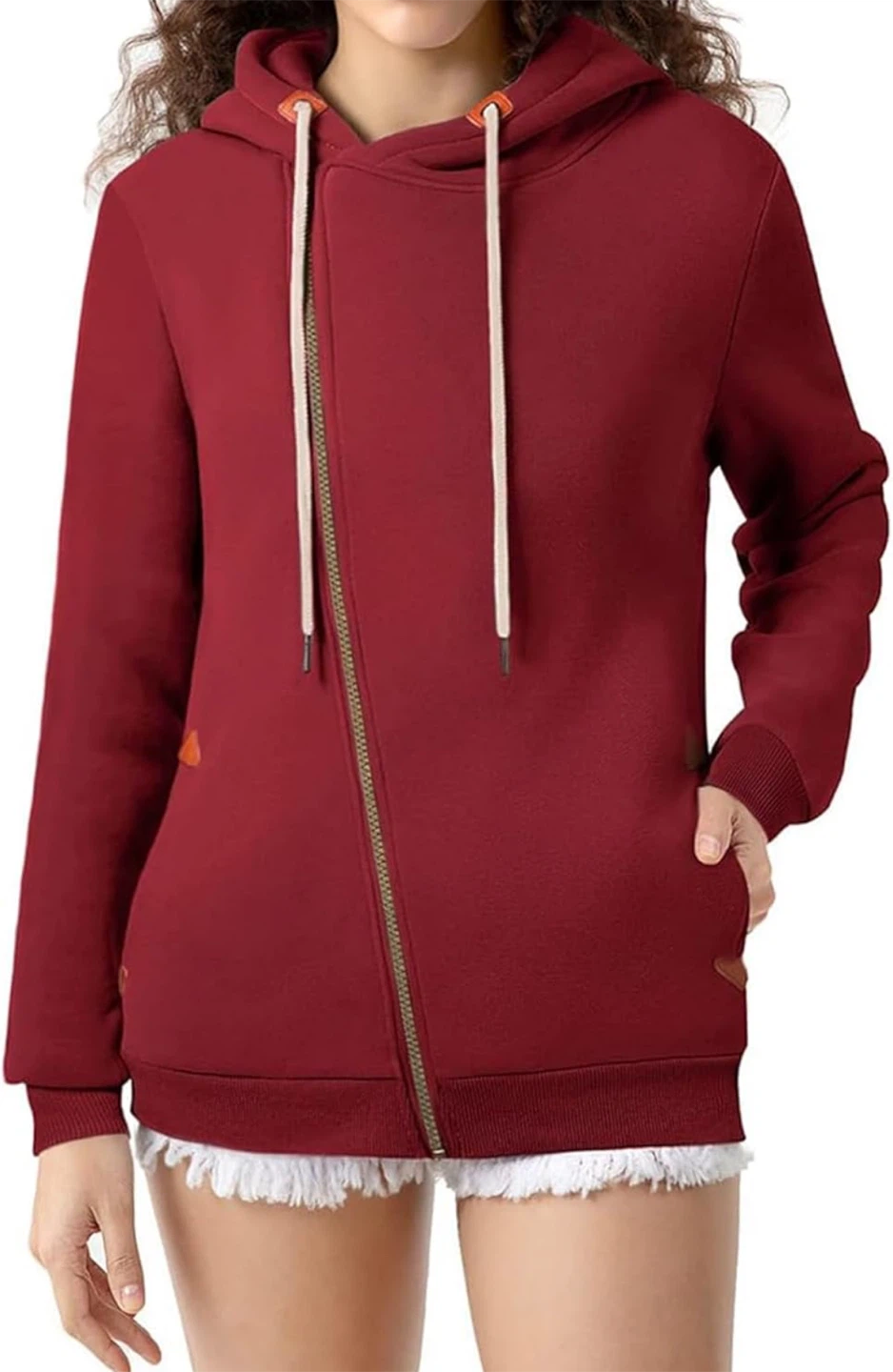 NEW! Burgundy Asymmetrical Zip Hoodie