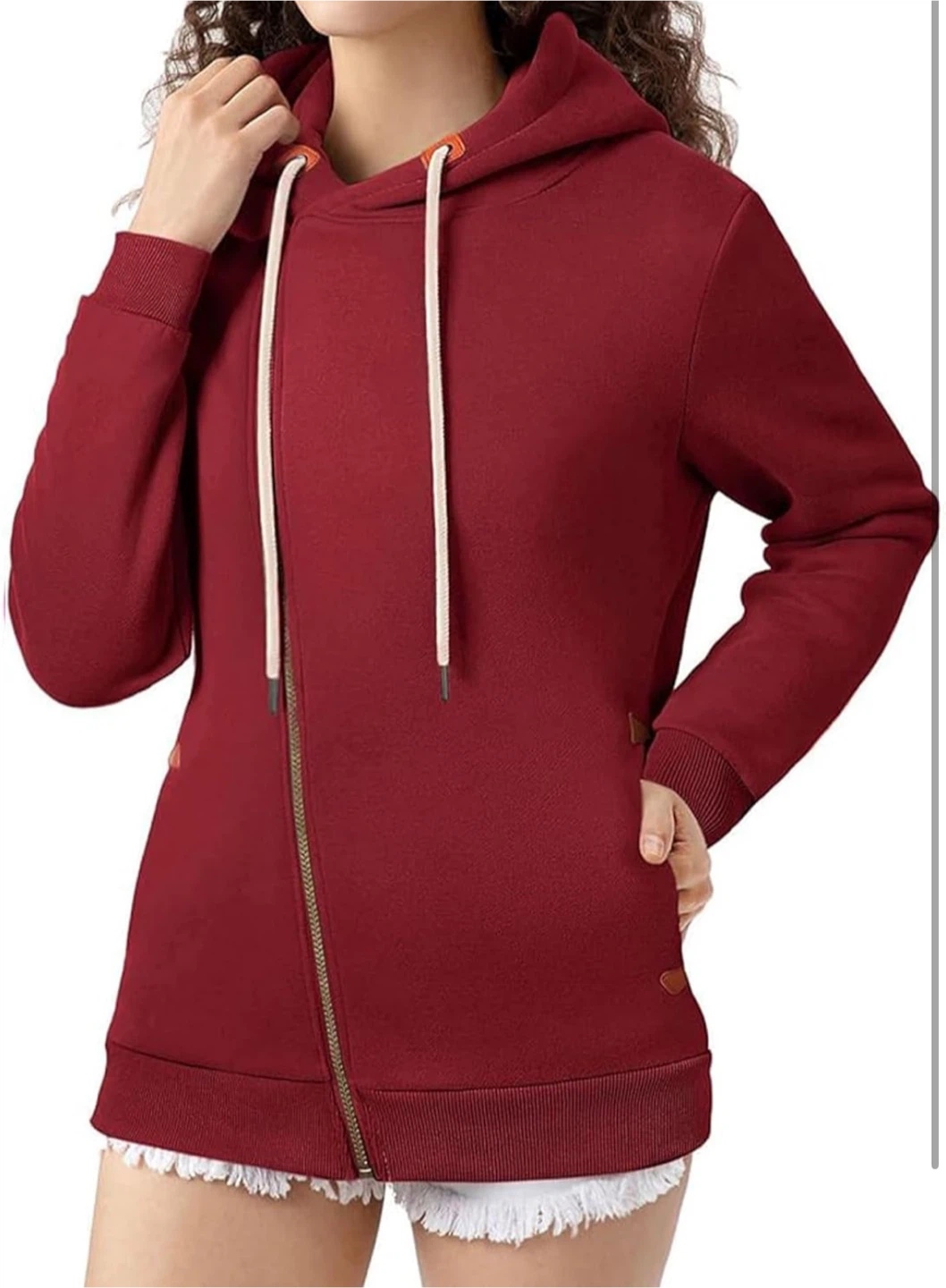 NEW! Burgundy Asymmetrical Zip Hoodie - photo 2