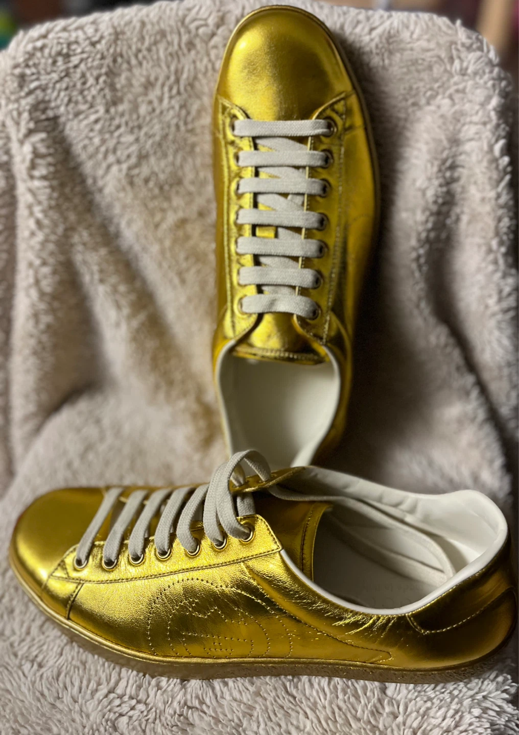 Gucci Gold Leather Sneakers