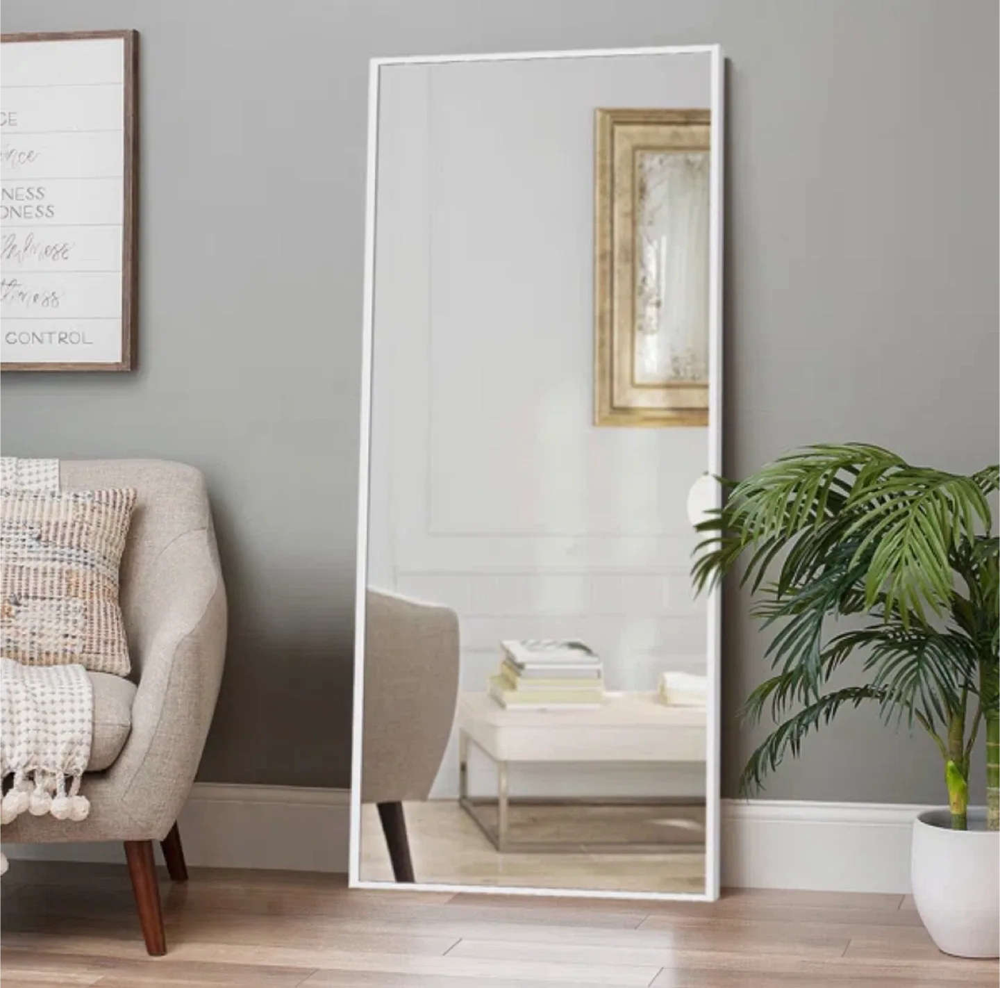 Full Length White Frame Mirror