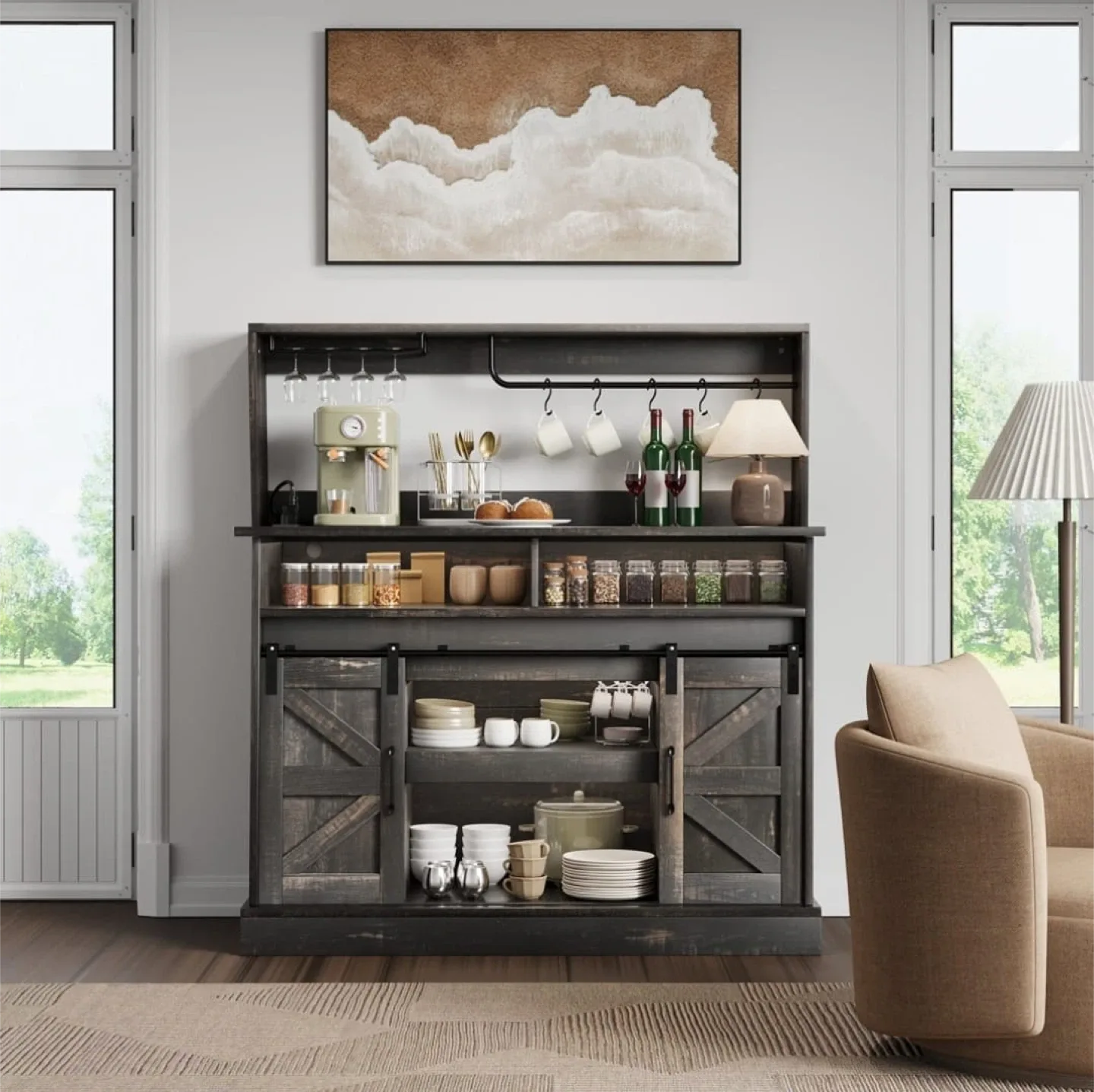 Trent Austin Design Penney Coffee Bar Cabinet - Dark Grey image indicator(5)