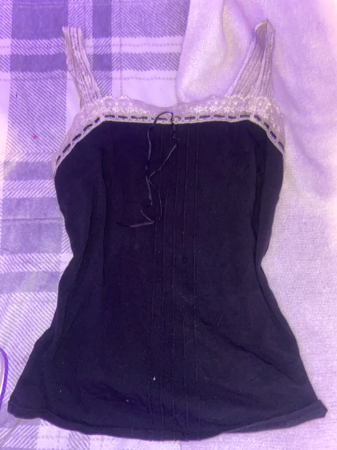 Black Tank Top with Lace Trim
