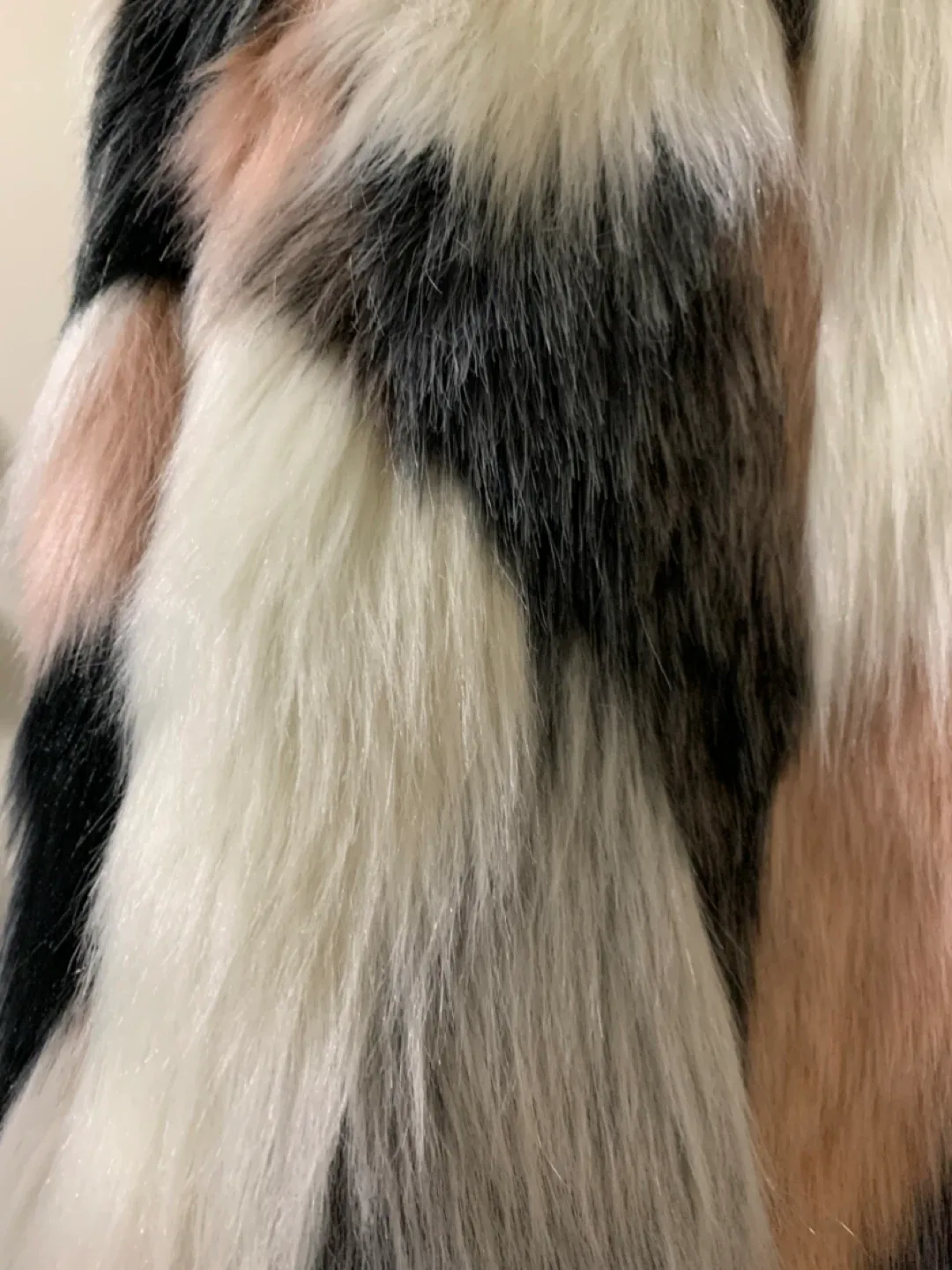 Faux Fur Colour Block Coat, like new, medium size , moving sales image indicator(3)