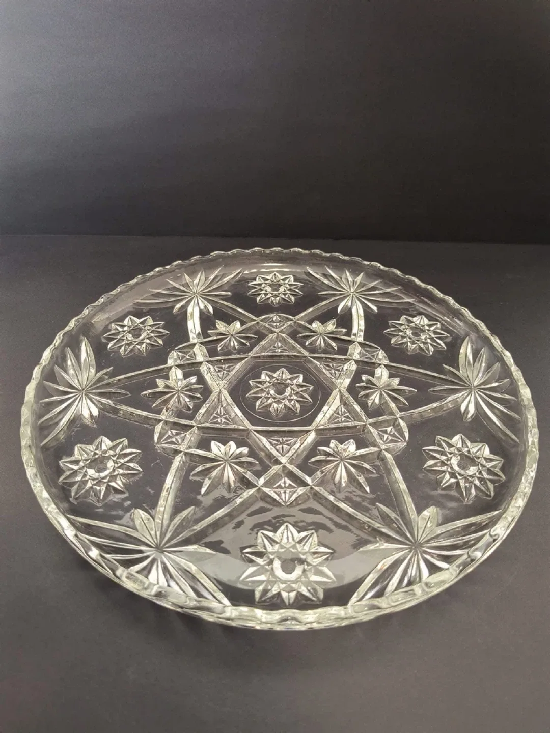 Vintage Star Pattern Glass Serving Platter