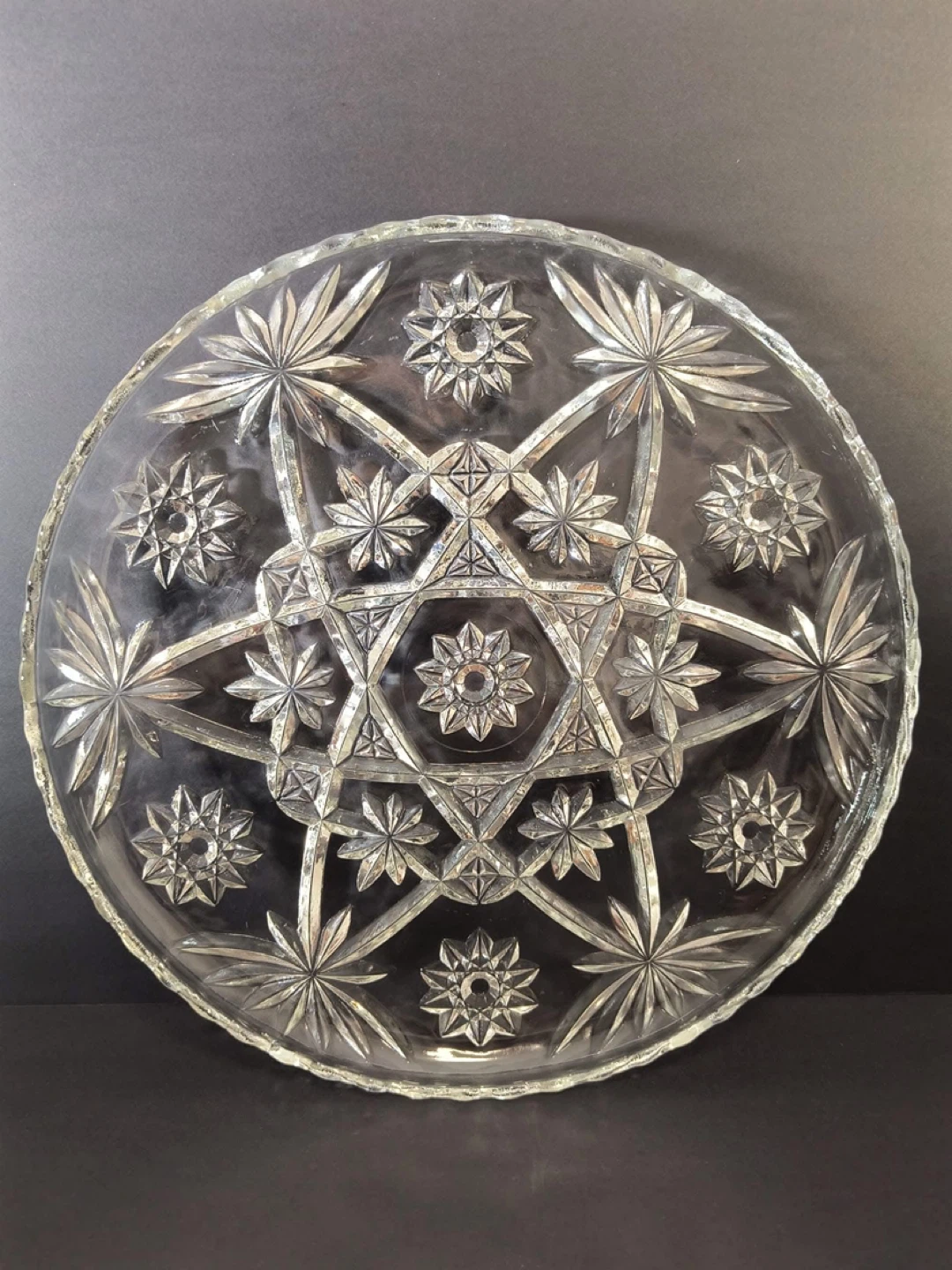 Vintage Star Pattern Glass Serving Platter - photo 3