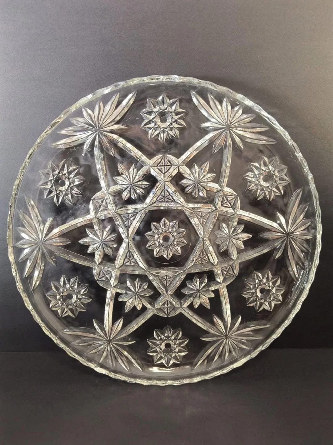 Vintage Star Pattern Glass Serving Platter image indicator(3)