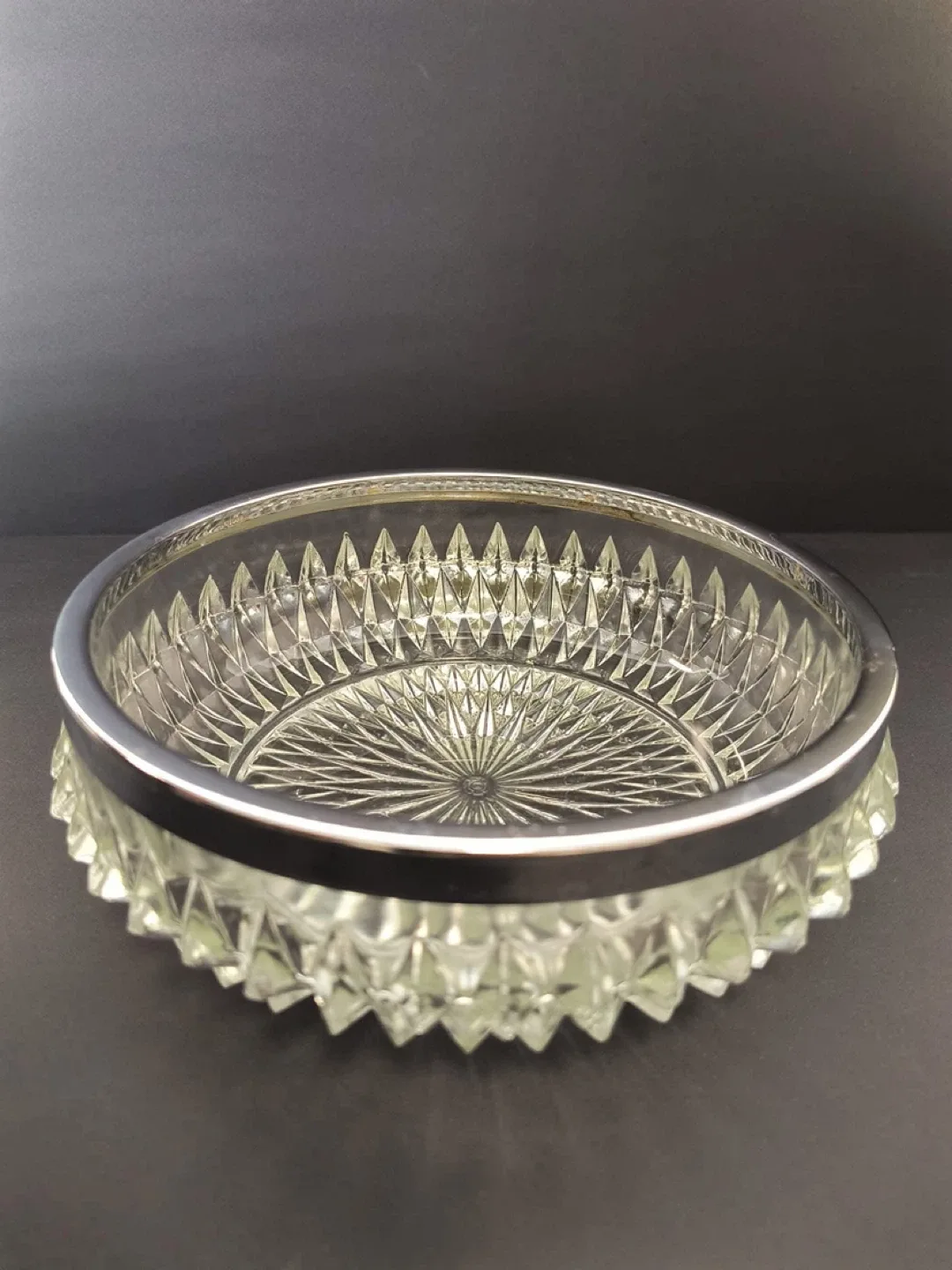 Crystal Bowl with Silver Rim