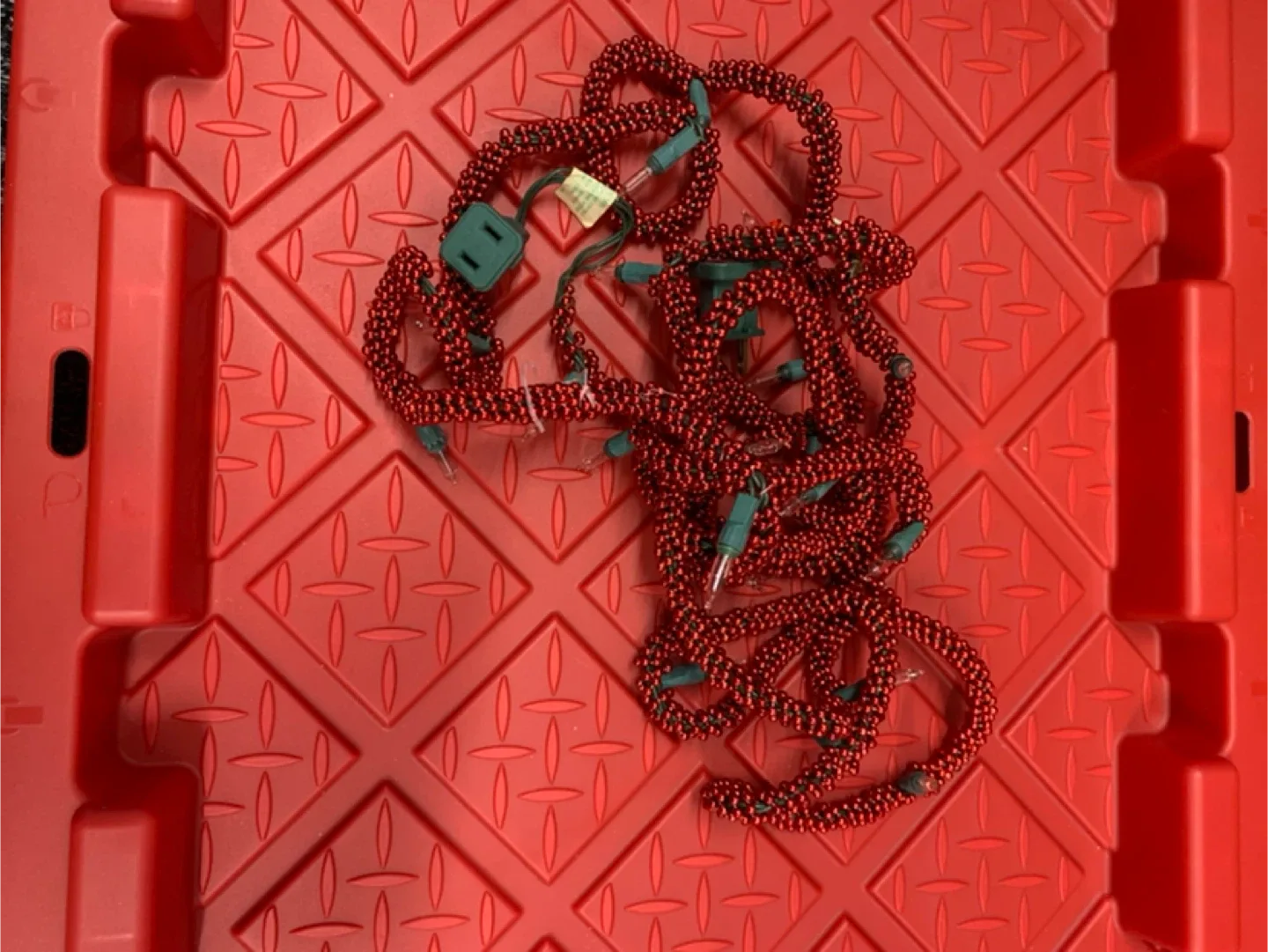 Red & Black Beaded Christmas Lights