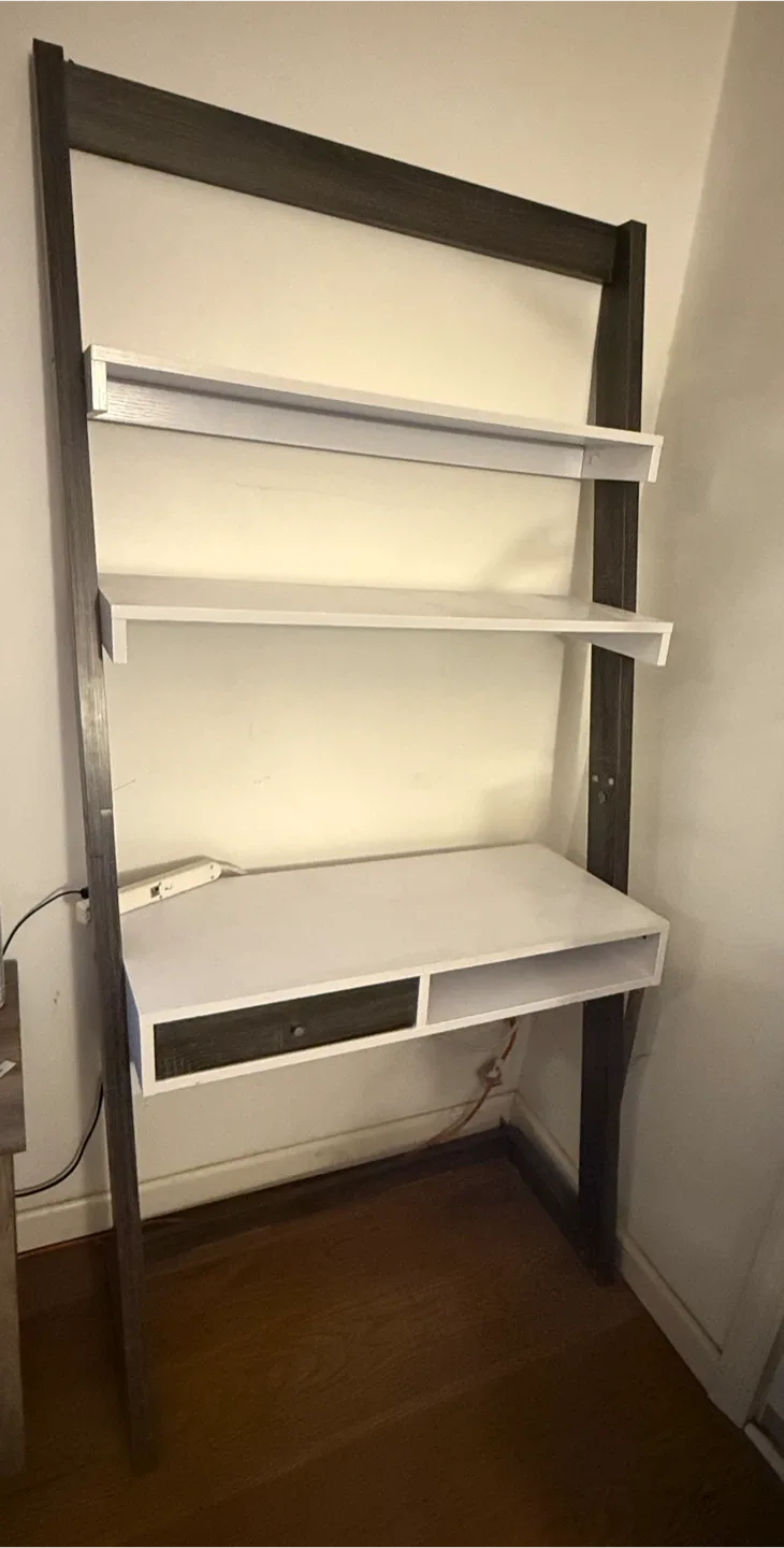Ladder Shelf Desk - Gray/White