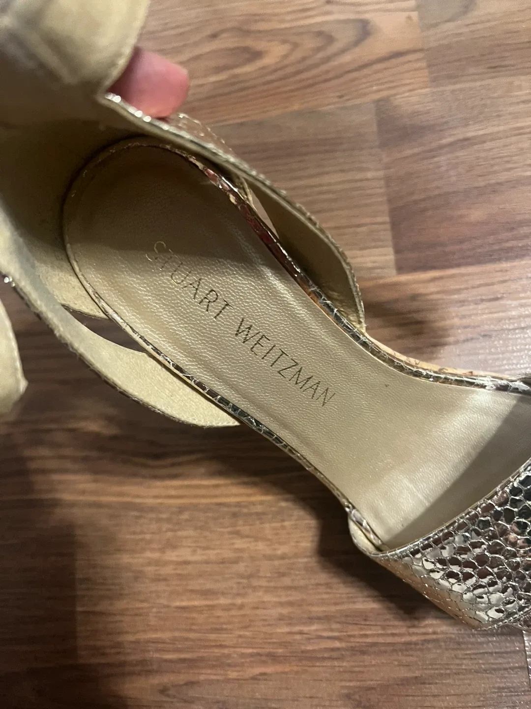 Stuart Weitzman Leather Gold Wedge Heels - Size 4.5 image indicator(2)