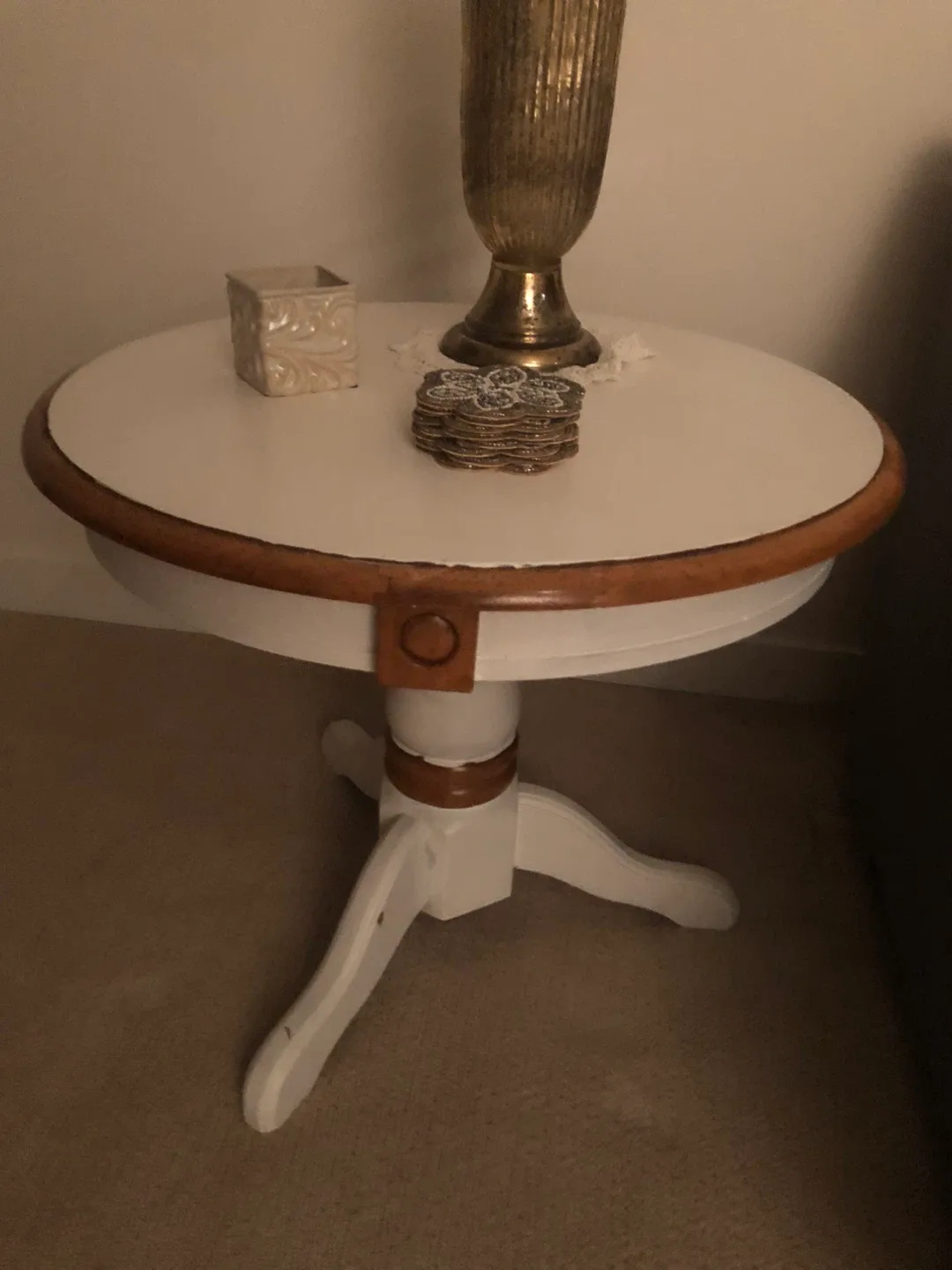 White Round Accent Table
