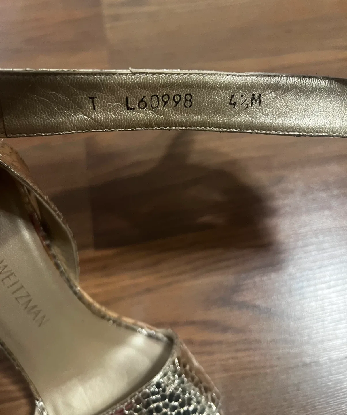 Stuart Weitzman Leather Gold Wedge Heels - Size 4.5 image indicator(4)