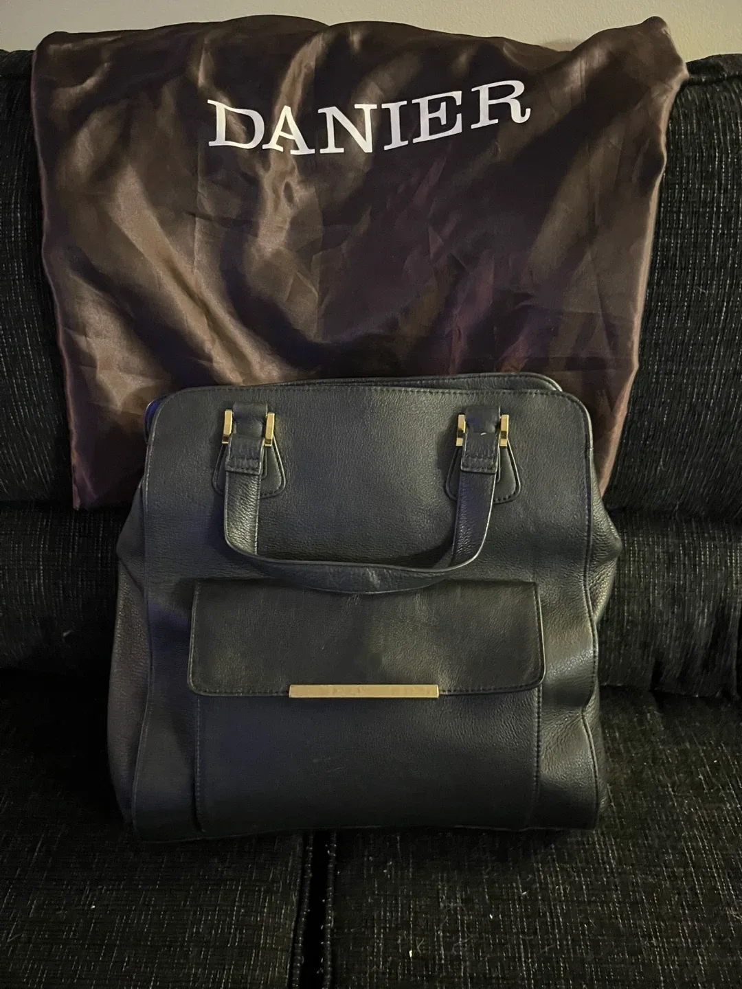 DANIER Black Leather Briefcase Bag image indicator(2)