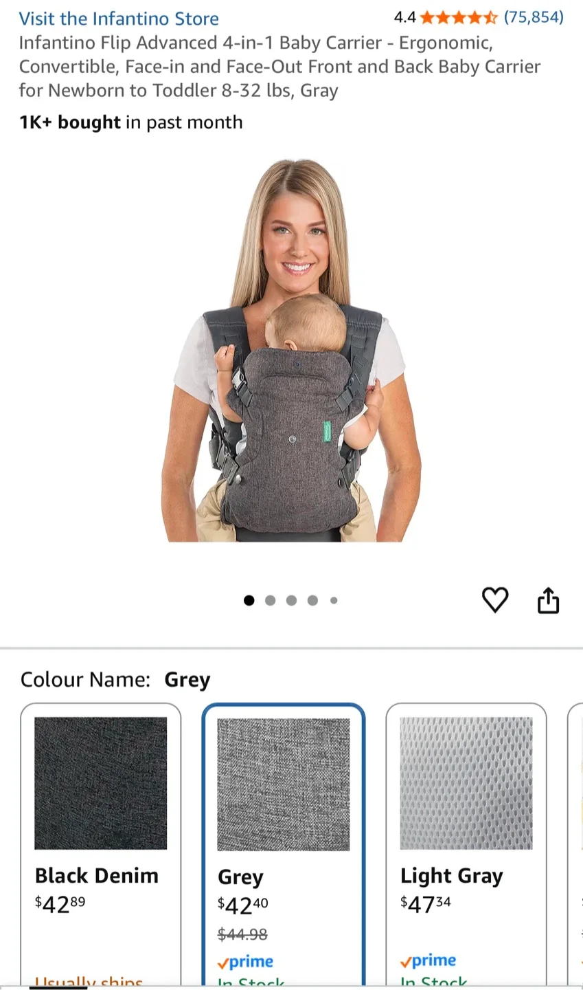 Infantino Flip Advanced 4-in-1 Carrier - Grey