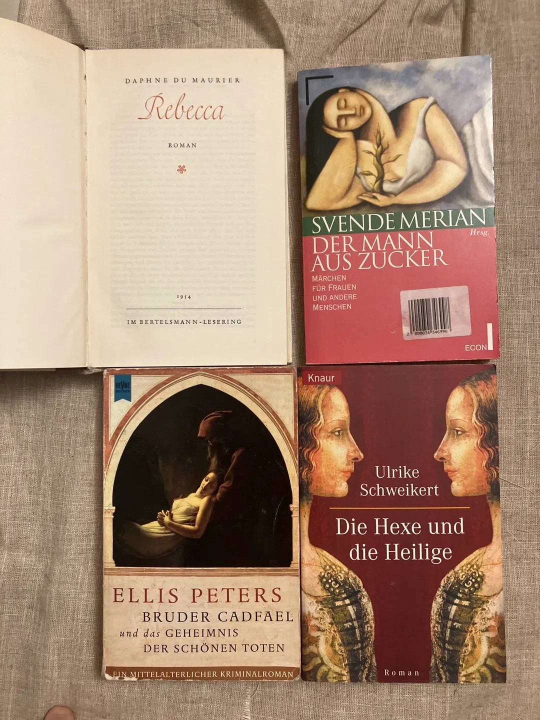 Lot of 4 German Novels: Rebecca, Bruder Cadfael, Die Hexe...