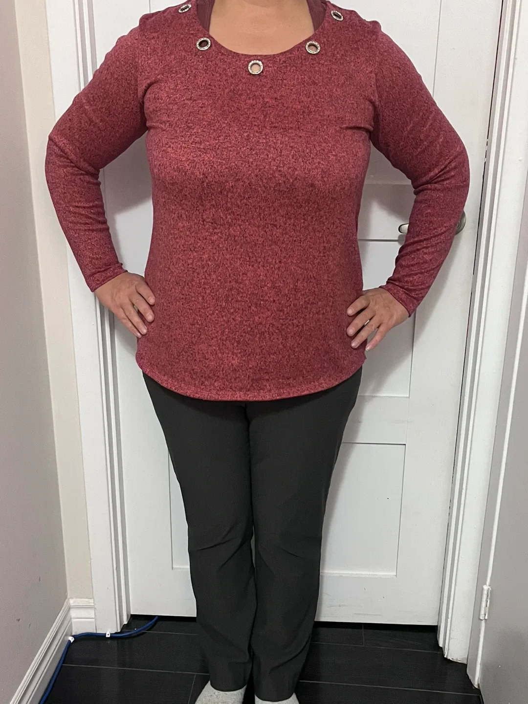 Dark Pink Long Sleeve Top