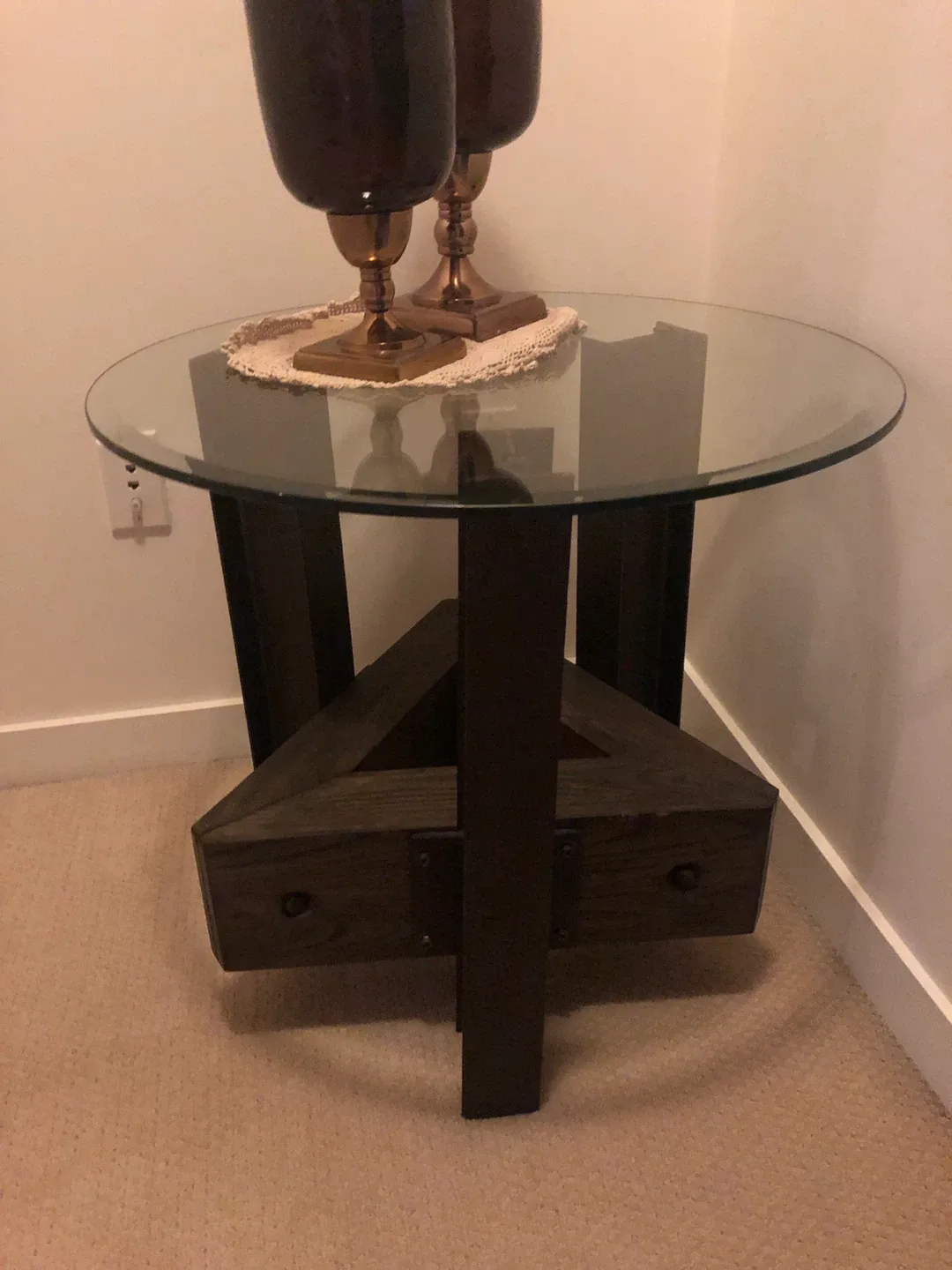 Glass Top Round Side Table