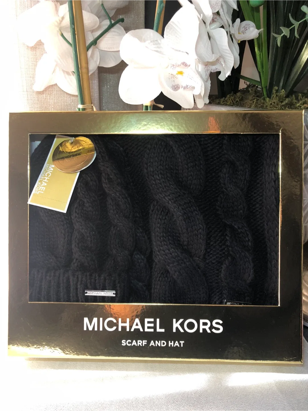 Michael Kors Black Scarf and Hat Set - New