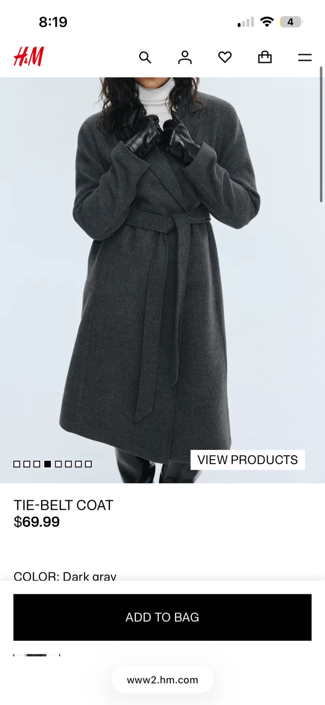 H&M Tie-Belt Coat Dark Gray #cleanout - photo 2