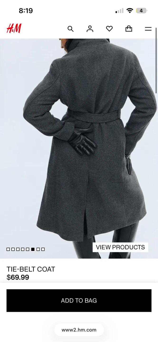 H&M Tie-Belt Coat Dark Gray #cleanout