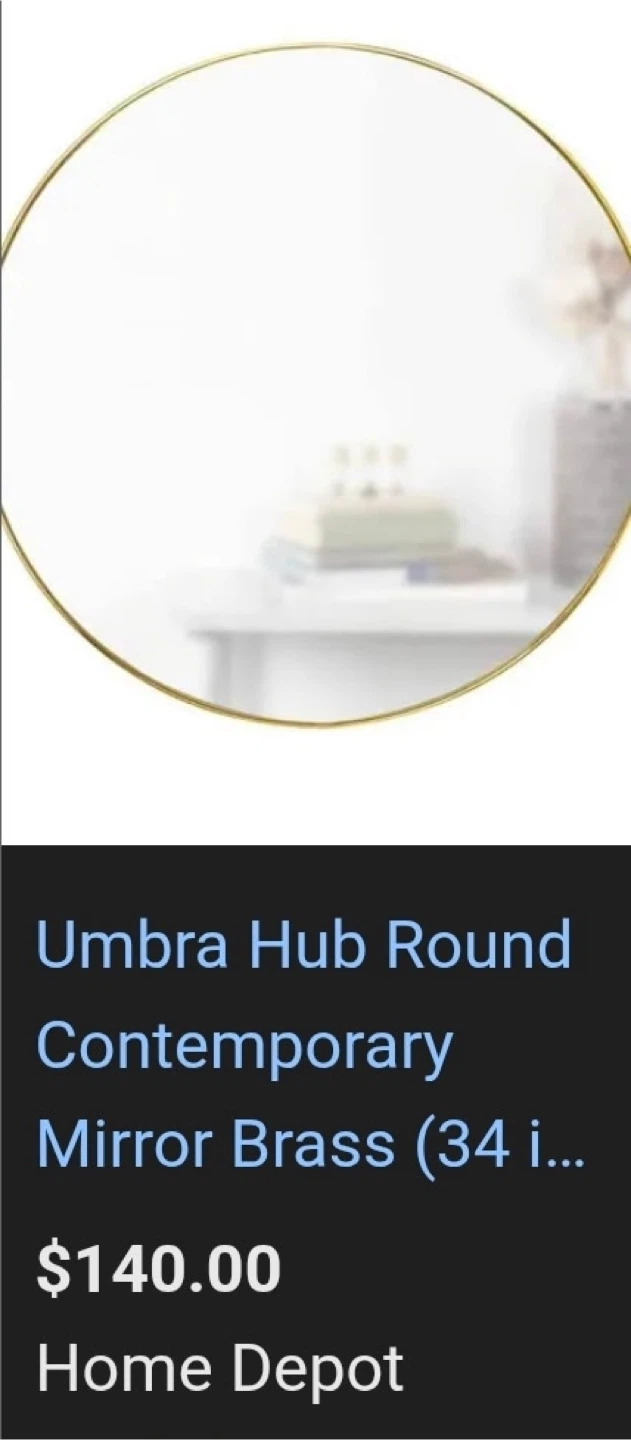 New Umbra Hubba 34" Round Brass Wall Mirror - photo 2
