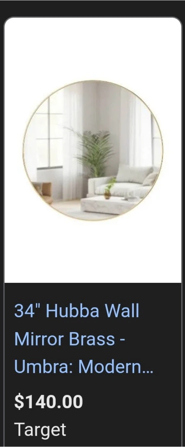 New Umbra Hubba 34" Round Brass Wall Mirror - photo 3